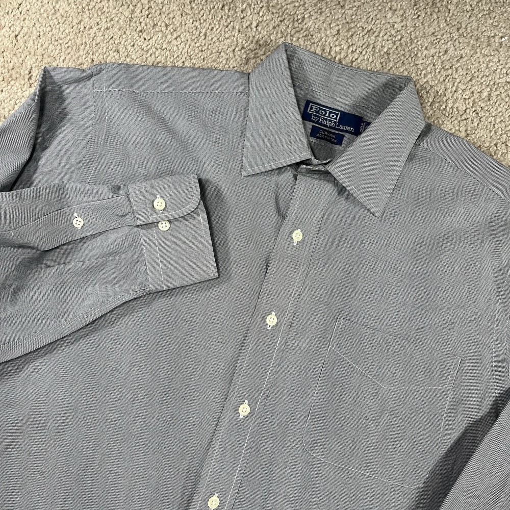 Polo Ralph Lauren Curham Shirt Men 16.5-34/35 Gray Button Up Long Sleeve Cotton‎